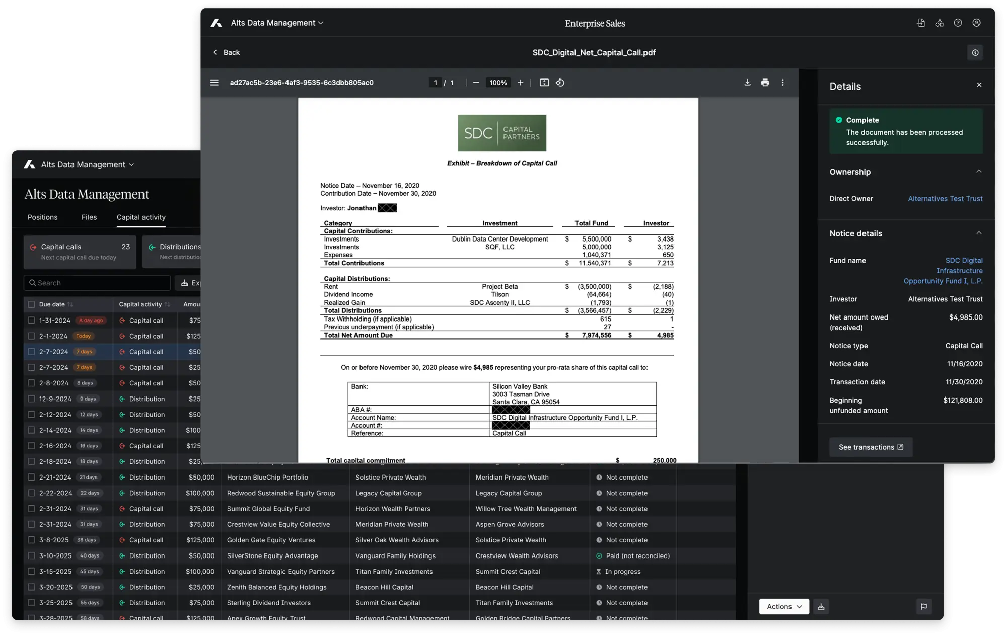 Automatically capture and standardize data from fund documents and statements, then track performance and cash flows so you can clearly guide clients through alternatives.