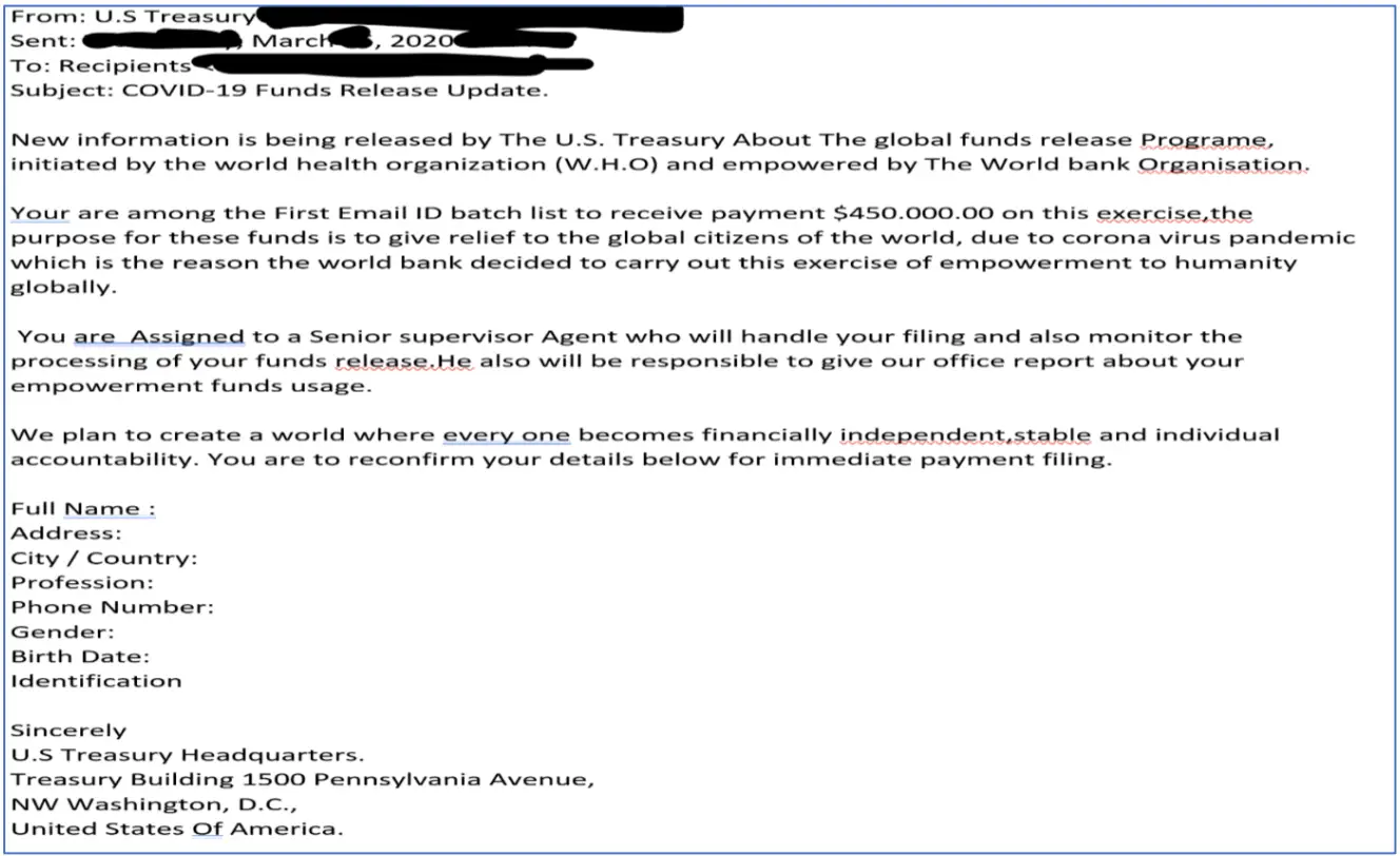 In March, the FBI Internet Crime Complaint Center (IC3) reported a surge of Phishing messages. These messages promised vaccines, access to test kits, and airline carrier refunds.