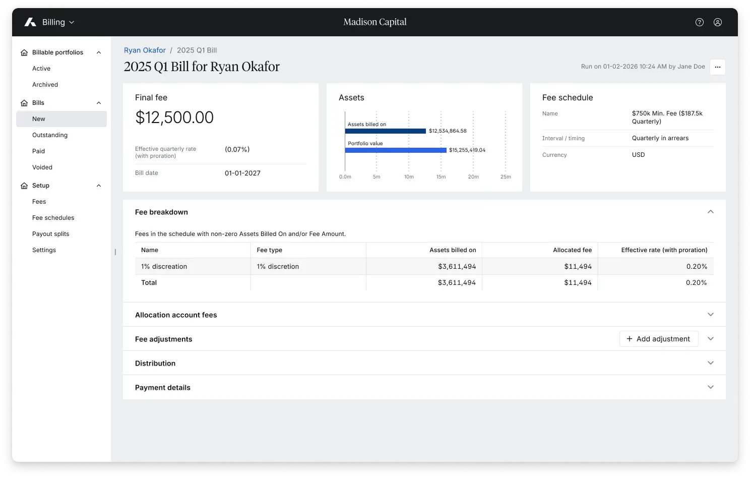 Drive operational efficiency with a dedicated fee management system designed to handle complex fee schedules, asset exclusions and valuation methods.